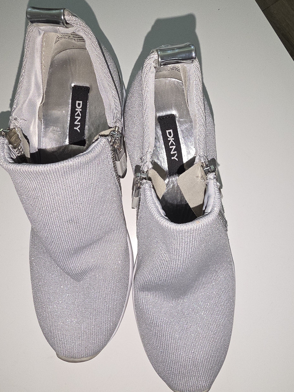 DKNY Women's Silver Slip-On Ankle Sneakers